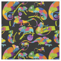 Cute Cartooon Chamelons Bright Colours on Black
