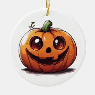 Cute carved Halloween pumpkin cartoon design Ceramic Tree Decoration