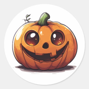 Cute carved Halloween pumpkin cartoon design Classic Round Sticker