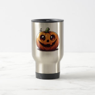 Cute carved Halloween pumpkin cartoon design Travel Mug