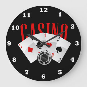 Cute Casino cards chips Gameroom decor clock
