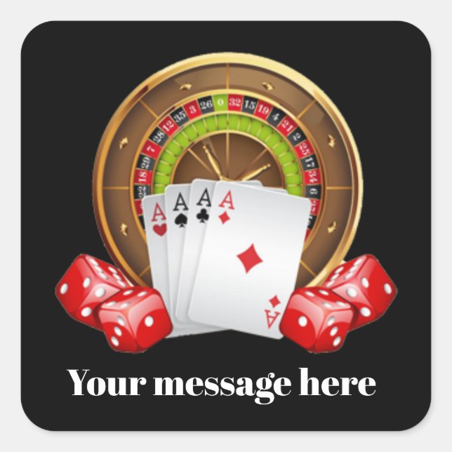 Cute casino party add message sticker (Front)