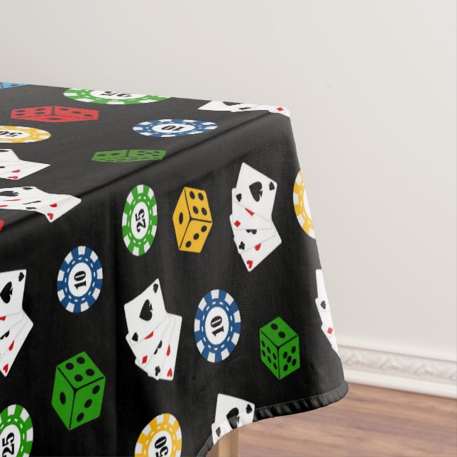 Cute Casino tiled pattern party tablecloth (In Situ)