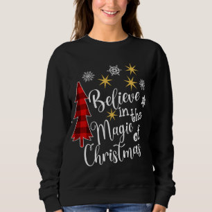 Cute Casual Believe in Magic of Christmas Tree Buf Sweatshirt
