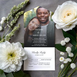 Cute Casual Photo Wedding All In One Invitation