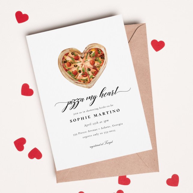 Cute Casual Pizza My Heart Italian Bridal Shower Invitation (Creator Uploaded)