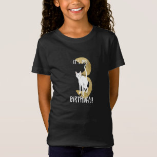 Cute Cat 3rd Birthday With Gold Typography Kids T-Shirt