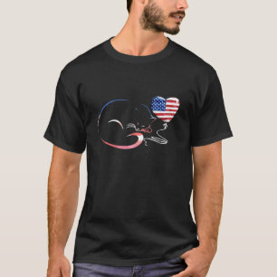 Cute Cat 4th Of July Balloons American Flag  1 T-Shirt
