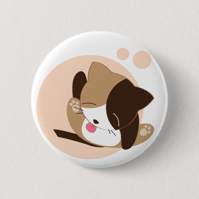 Cute Cat 6 Cm Round Badge (Front)