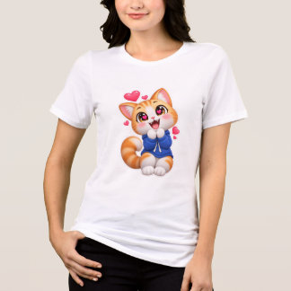 Cute Cat Amazed Sticker Tri-Blend Shirt