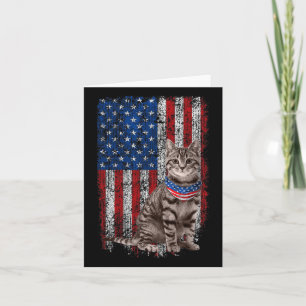 Cute Cat American Flag Byndana Patriotic 4th Of Ju Card