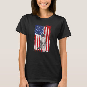 Cute Cat American Flag Patriotic Pet 4th Of July T-Shirt