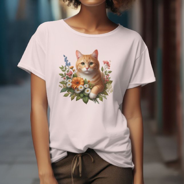 Cute Cat Amongst The Flowers🐾🌼 T-Shirt (Creator Uploaded)