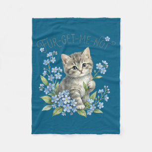 Cute cat &amp; flowers fur-get-me-not gift women fleece blanket