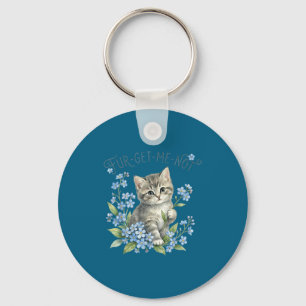 Cute cat &amp; flowers fur-get-me-not gift women key ring