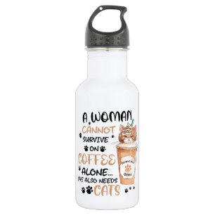 Cute cat and a Cup of Coffee 532 Ml Water Bottle