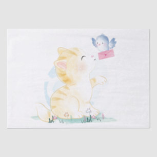 Cute Cat and Bird Tissue Paper