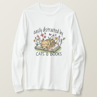 Cute Cat and Books Shirt Floral Cat & Books Shirt
