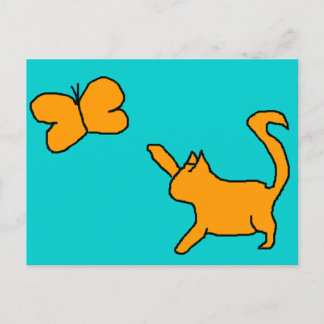 Cute cat and butterfly Postcard