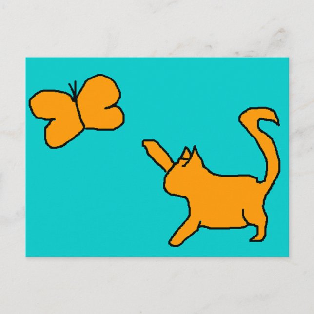 Cute cat and butterfly Postcard (Front)