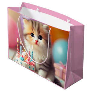 Cute Cat and Cake Large Gift Bag