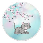 Cute Cat and Cherry Blossoms Turquoise Girls