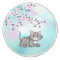 Cute Cat and Cherry Blossoms Turquoise  Girls