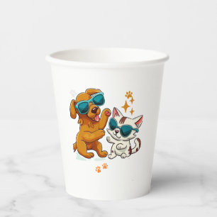 Cute cat and dog 1 paper cups