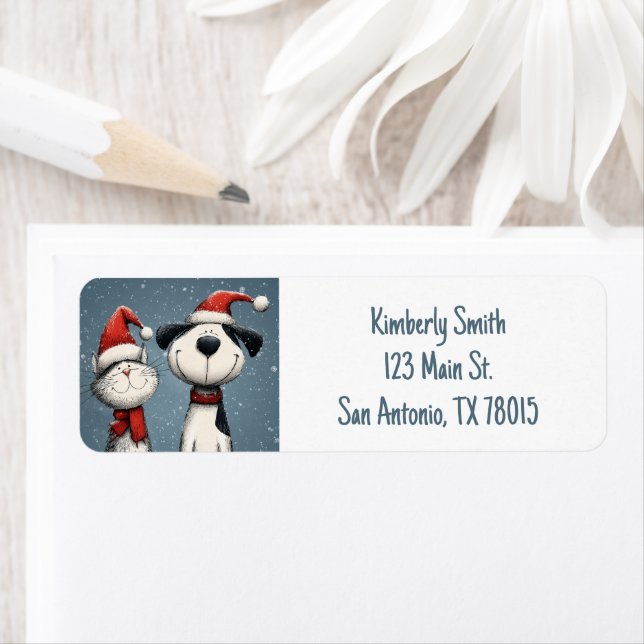 Cute Cat and Dog Christmas Address (Insitu)
