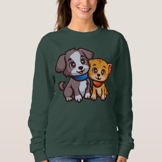 Cute Cat and Dog for animal lovers Sweatshirt