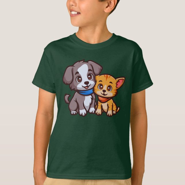Cute Cat and Dog for animal lovers T-Shirt (Front)