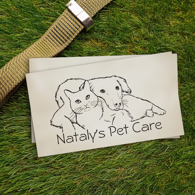 Cute Cat and Dog Illustration Business Card (Creator Uploaded)