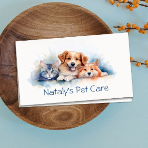 Cute Cat and Dog Illustration Business Card