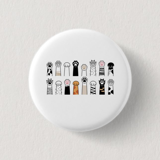 cute cat and dog paws 3 cm round badge (Front)