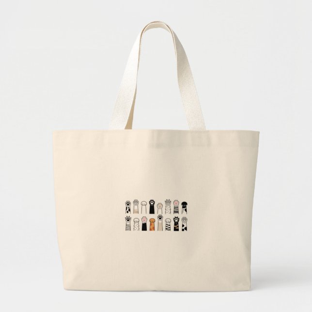 cute cat and dog paws large tote bag (Front)