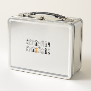 cute cat and dog paws metal lunch box