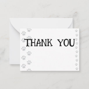 Cute Cat and Dog Pet Paw Prints Thank You Card
