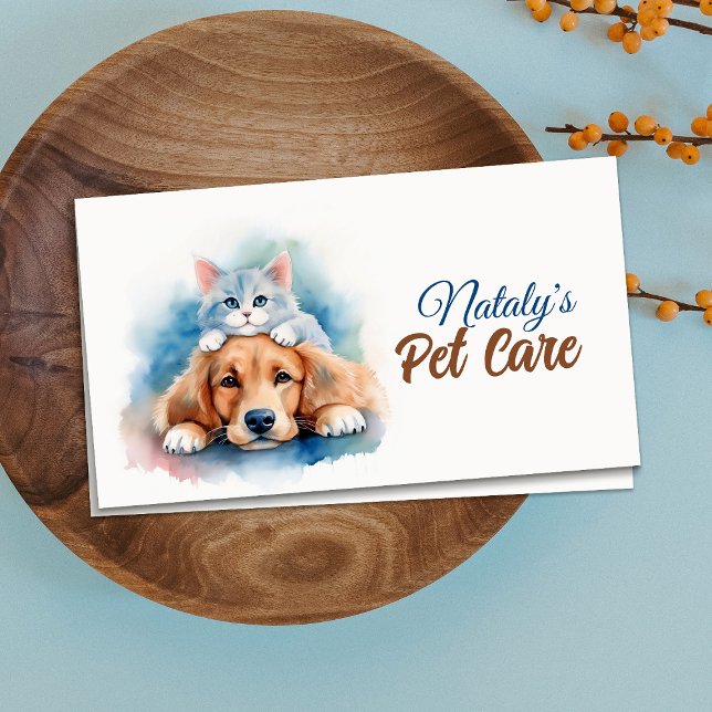 Cute Cat and dog Pet sitter Business Card (Creator Uploaded)