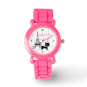 Cute Cat and Eiffel Tower Paris, France Ooh La La Watch