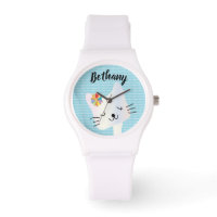Cute Cat and Flowers Dotty Personalised