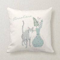 Cute Cat and Flowers Illustration Personalised