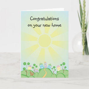 Cute Cat and House New Home Card