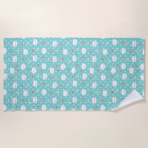 Cute Cat and Ice Cream Pattern Towel