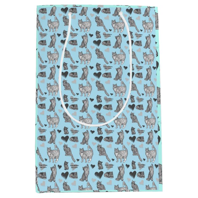 Cute Cat and Kitten Gift Bag In Three Colors (Front)