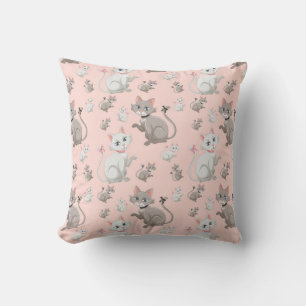 Cute Cat And Kitten Pattern Cushion