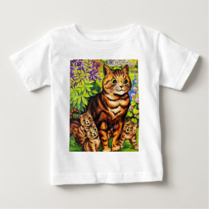 Cute cat and kittens drawing by Louis Wain Baby T-Shirt