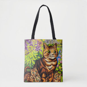 Cute cat and kittens drawing by Louis Wain Tote Bag