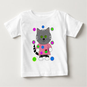 Cute Cat and Ladybug T-shirt with Polkadots
