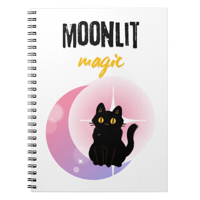 cute cat and moon  notebook (Front)