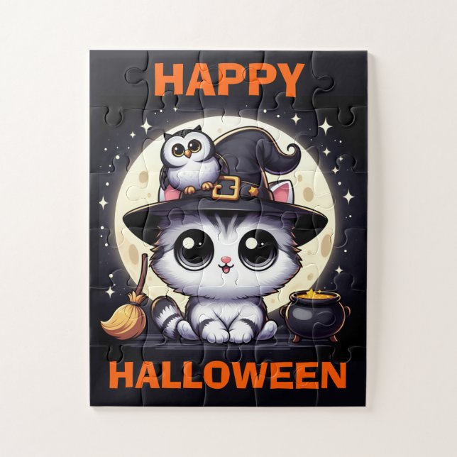 Cute Cat and Owl Children's  Jigsaw Puzzle (Vertical)